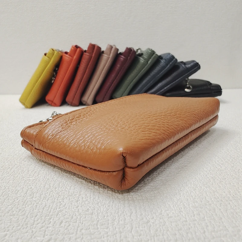 Multicolors Mulheres Genuine Cow Leather Coin Purse Carteiras Feminino Mulheres Zipper Coin Purses Crianças Armazenamento Pocket Bags Pouch