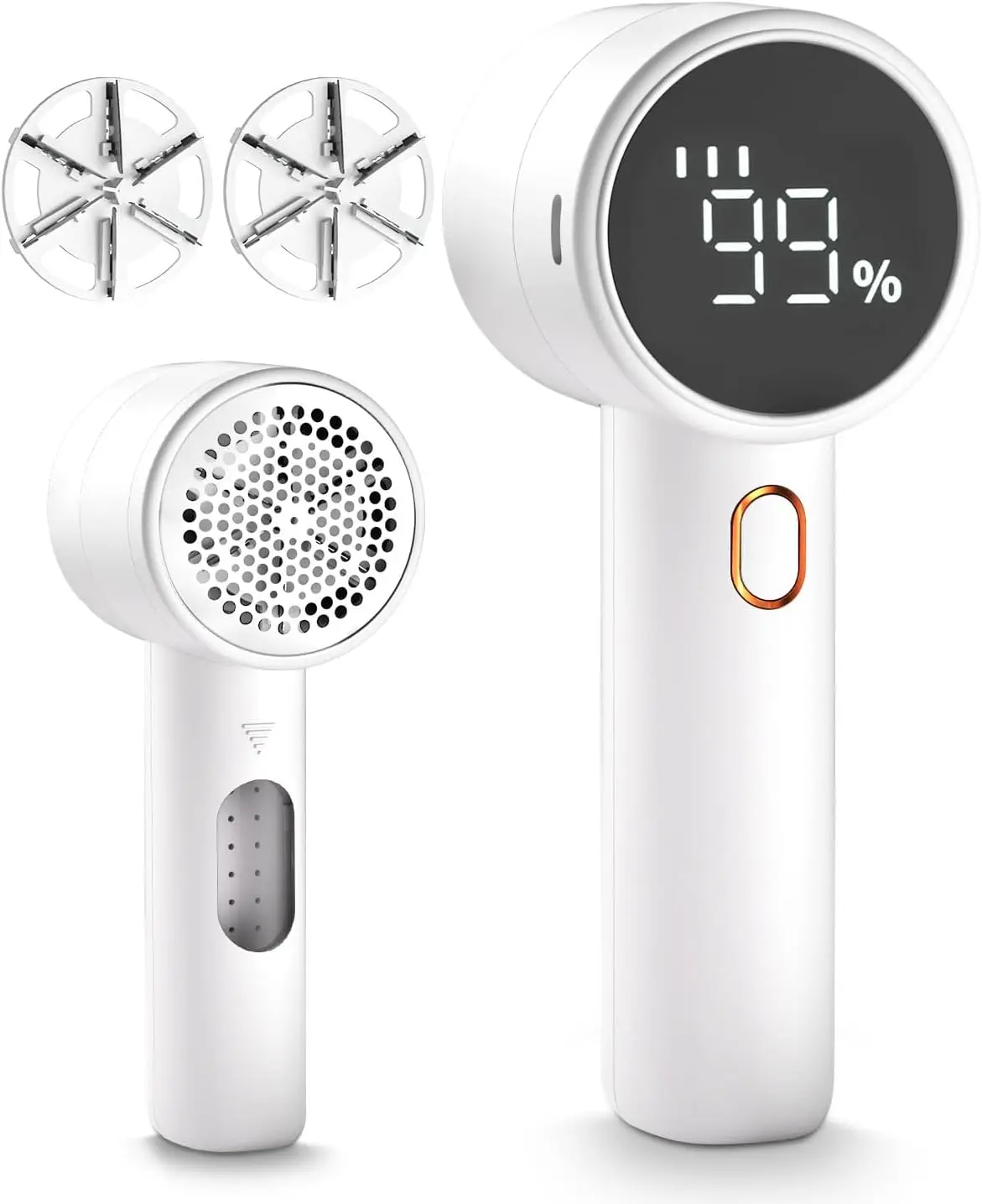 Fabric Shaver, Lint Remover Rechargeable, Electric Portable Sweater Defuzzer with 3 Speeds, 6 Leaf Blades, Digital LED Display