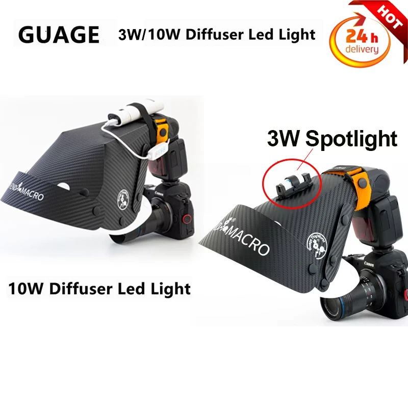 Guage Mini Focusing Light Spotlight Super Bright for All Guage Hoof Cover Flash Diffuser Softbox (with Two Batteries+Charger)
