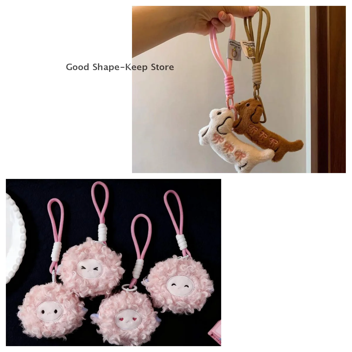 LLavero de peluche con dibujos de animales, perro, perro salchicha, cachorro, bonito llavero, colgante, decoración colgante, llavero de oveja rizada, 1 ud.