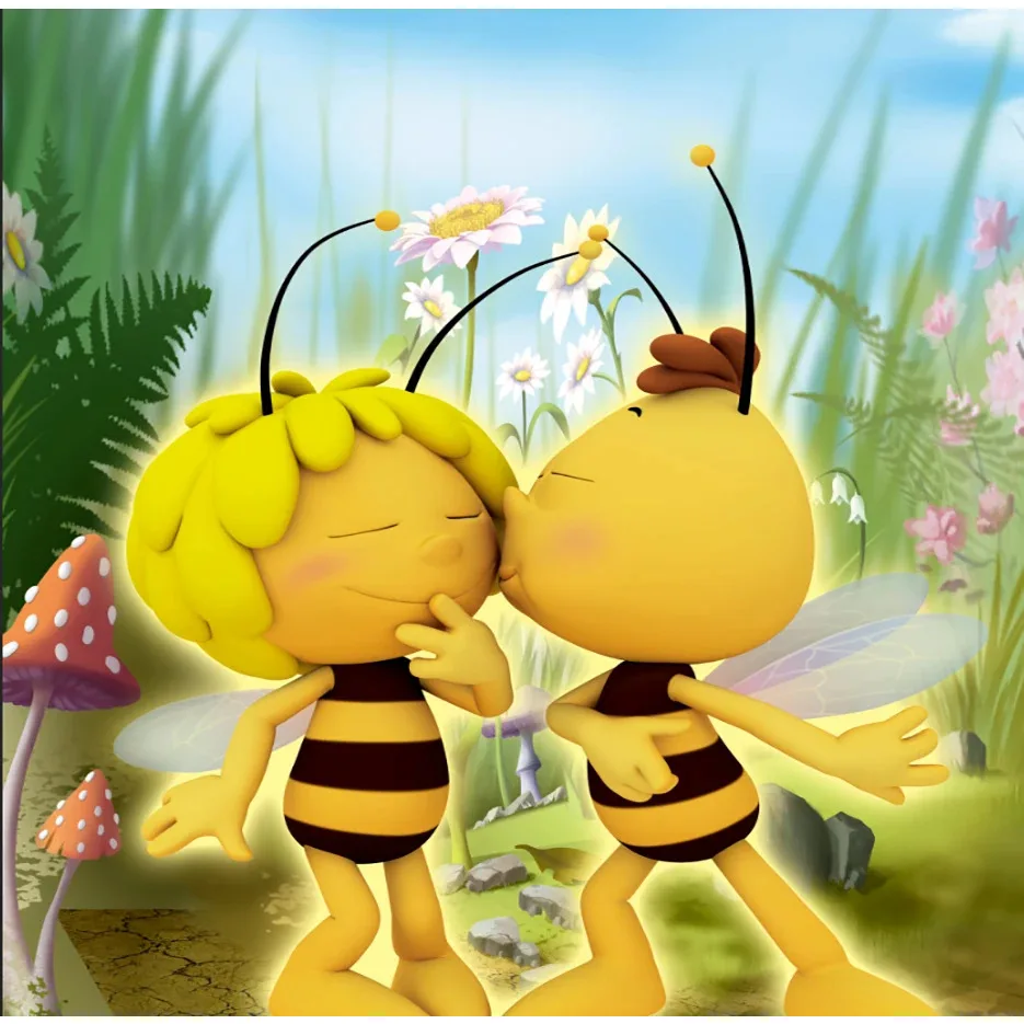 8x8FT Maya Bee Adventure Die Biene Maja Meadow of Flowers Custom Photo Background Studio Backdrop Seamless Vinyl 240cm x 240cm