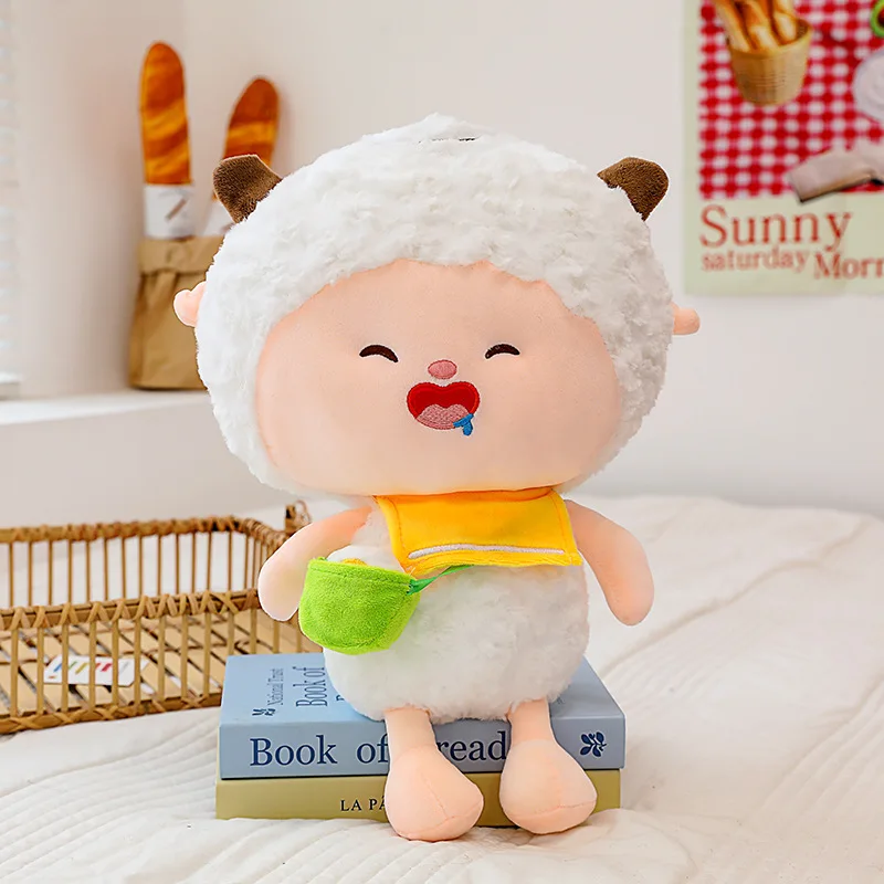 Muñeca de peluche de la serie Happy Sheep para niños, juguete de oveja perezosa, muñeco de peluche de tela grande, regalo para niños, nuevo