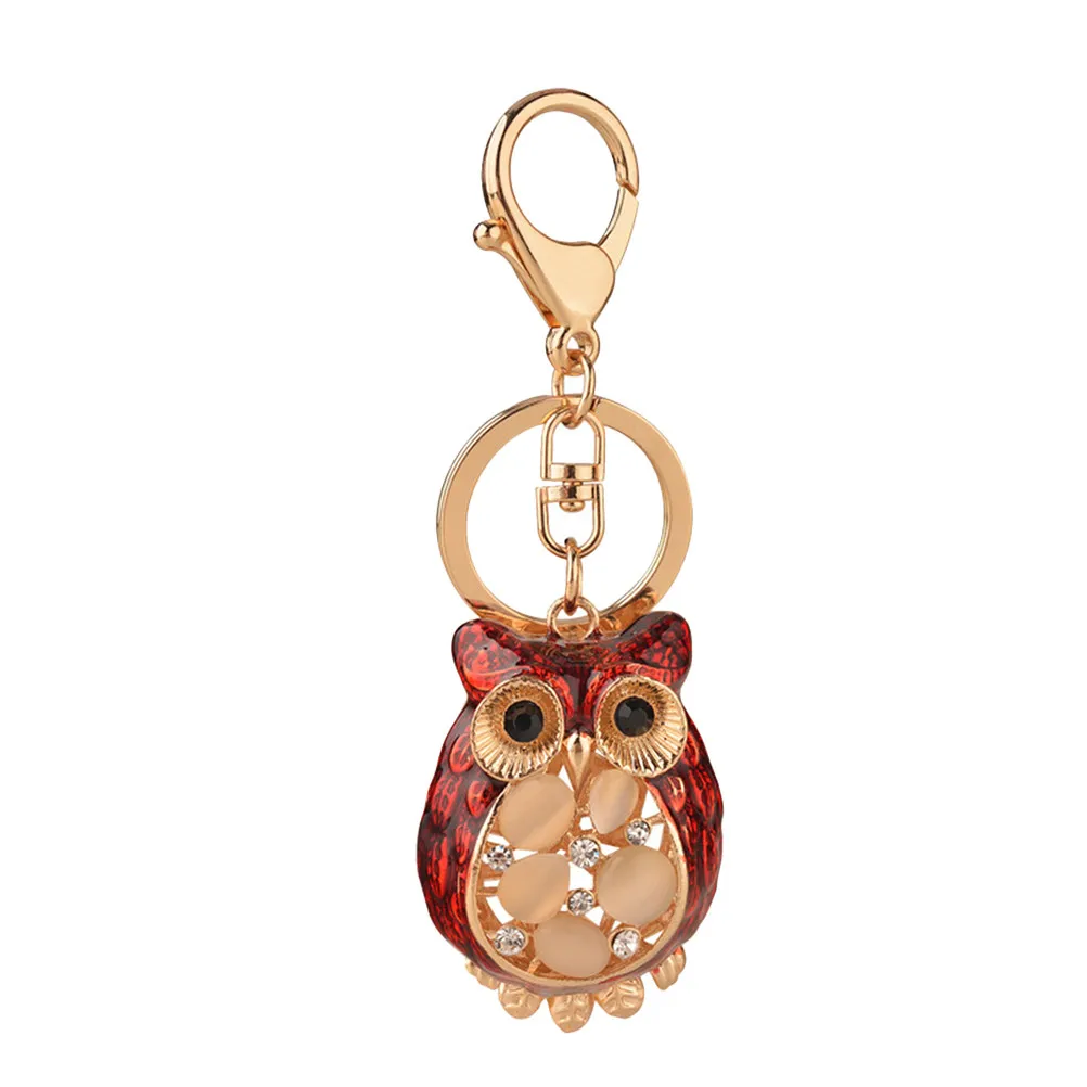1Pcs Keychain Pendant Owl Shaped Keyring Opal Decorative Keychain Safe Gentle Material Simple Application Visual Enjoyment