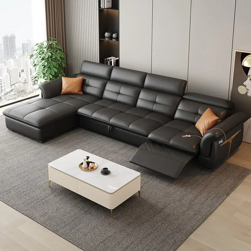 

New Modern Space Saving Home Sofa Bed with Storage Electric Italian Reclining Living Room Sofa Leather With Sleeping Function