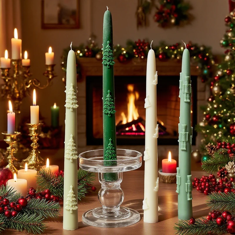 

Christmas Long Stick Candle Silicone Mold for DIY Handmade Aromatherapy Decor Ornaments Holiday Crafts Mould