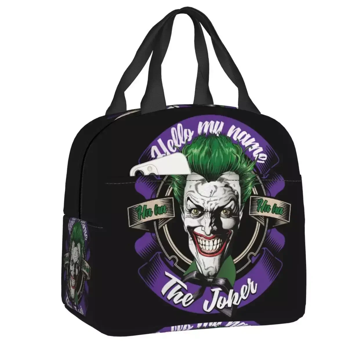 2023 New The Joker Logo Insulated Lunch Bag For Camping Travel Clown Hahaha Resuable Cooler Thermal Lunch Box Women Kids