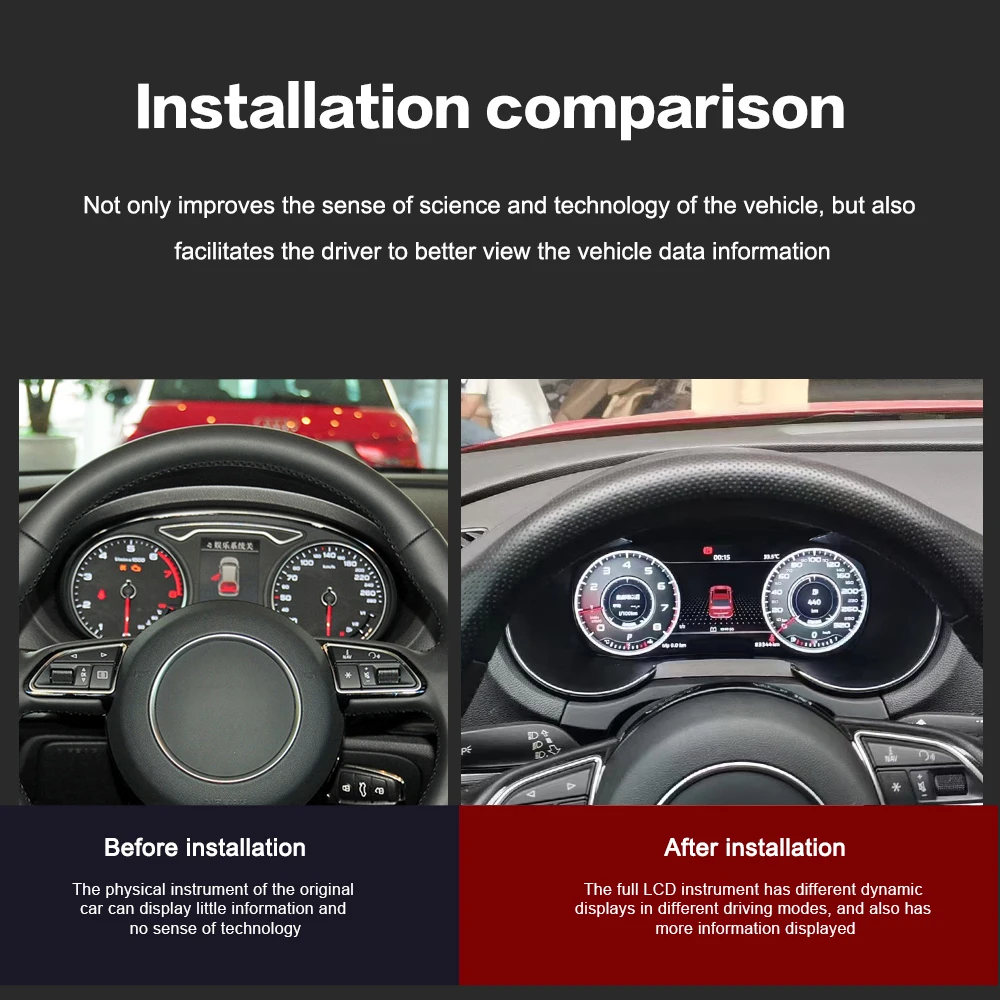 

12.3 inch Car LCD Dashboard Player For Audi A3 2014-2020 Digital Cluster Virtual Cockpit Instrument Speedometer Head Unit Screen