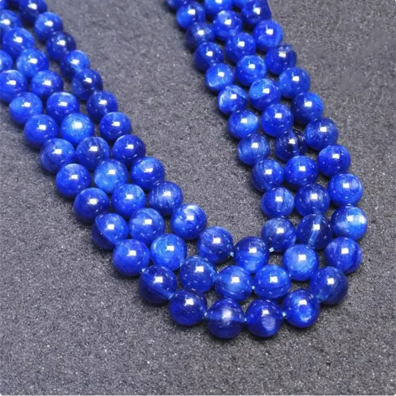 Top Quality Natural Kyanite Beads Stone, 6/8/10MM Round Smooth Blue Cyanite Loose Bead Gemstone For DIY Bracelet Jewelry Making