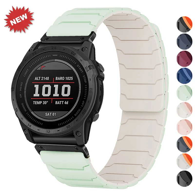22/26mm Zweifarbiges Magnetarmband für Garmin Fenix 8 7 7X PRO 6X 3 3hr 6x PRO Silikonband für Garmin Smartwatch Armband