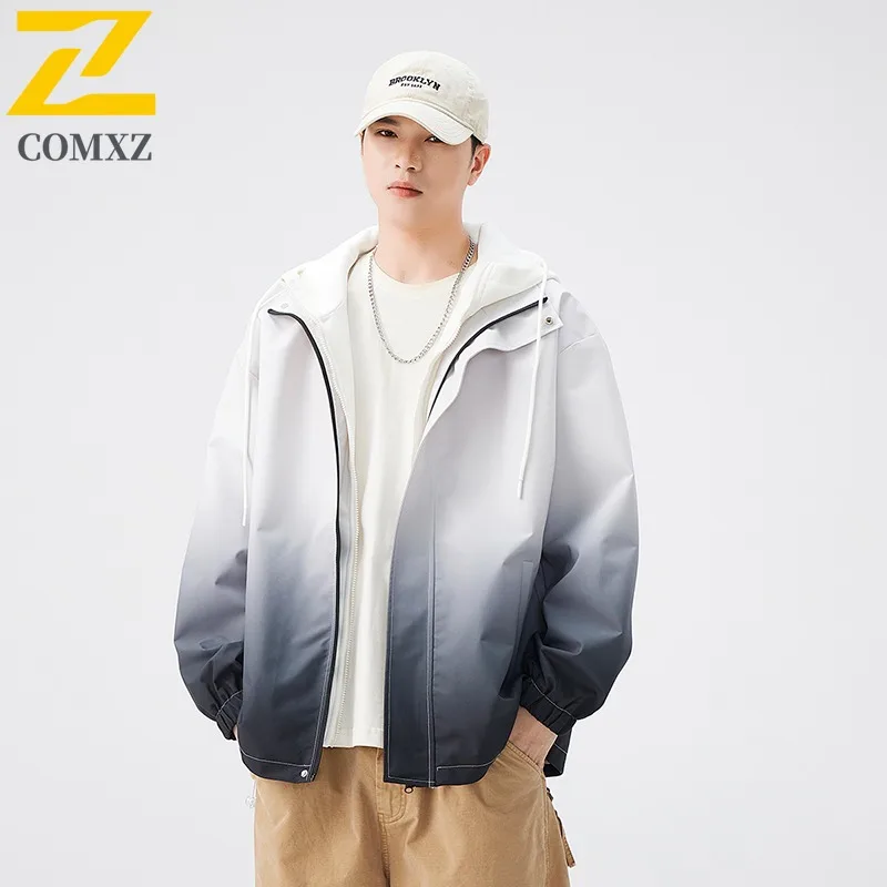 

COMXZ 2025 Men Women Windbreaker Jacket Outdoor Workwear Couple Fashion Autumn Casual Coat Trendy Waterproof