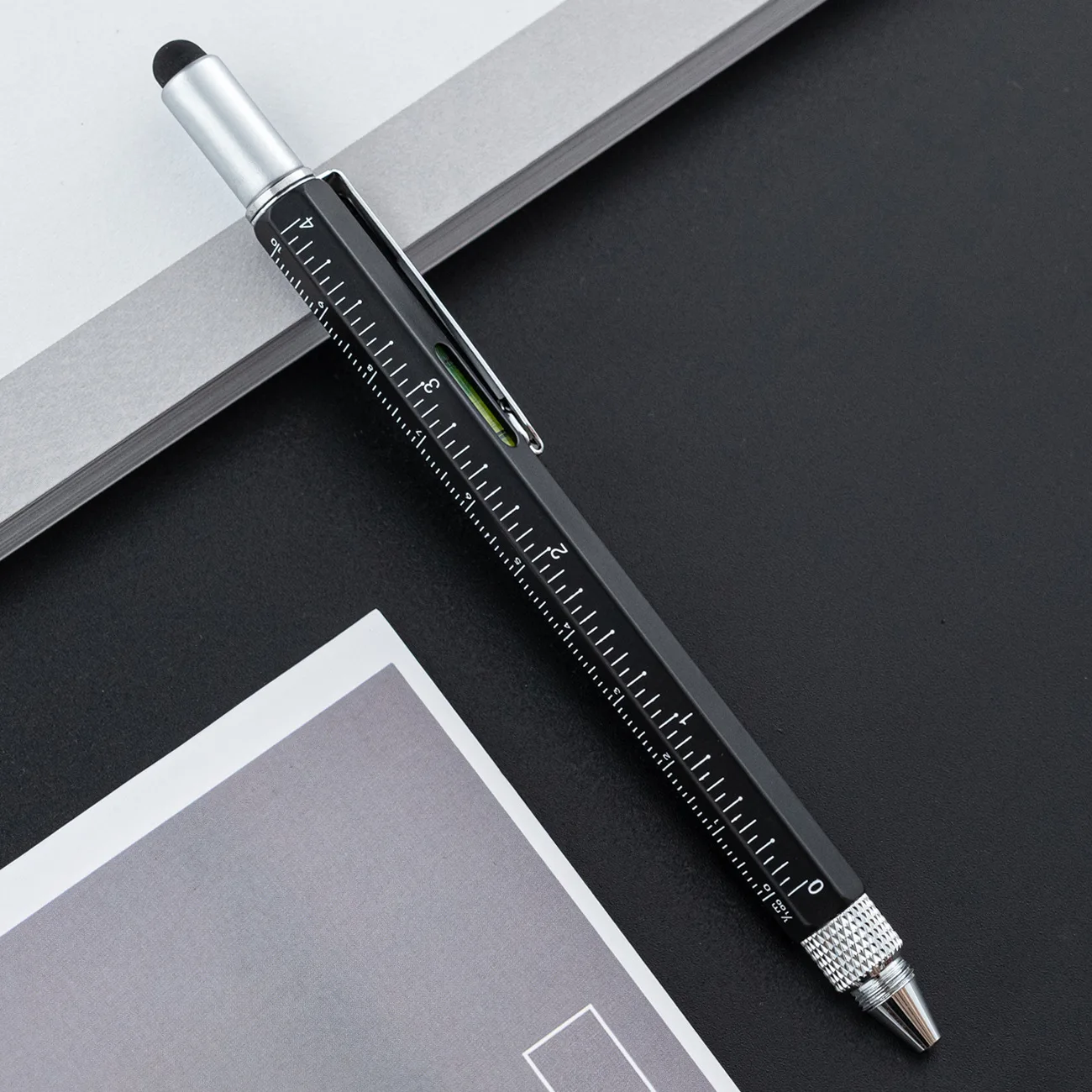 Multifunctional Pen  Measure Technical Ruler 4cm  Metal Ballpoint Pens  Screwdriver Tool  Writing Supplies Office Supplies