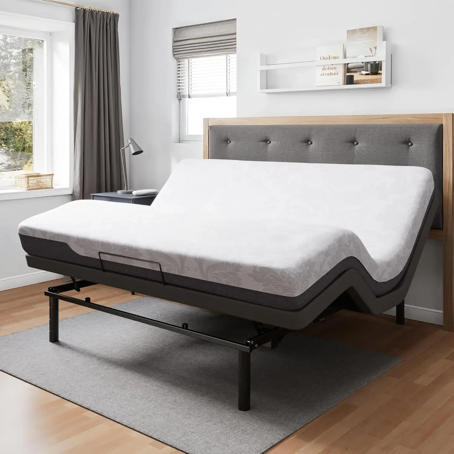 

King Size Adjustable Bed Base with Adjustable Legs, Wireless Remote Control, Whisper Quiet Durable Motor,