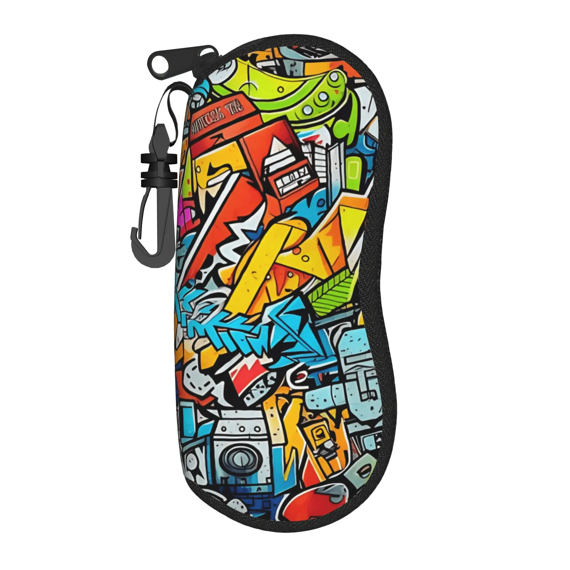 Cartoon Cute Doodle Glasses Case Unisex  Sunglasses Pouch Trend Zip Eyewear Box Pocket Eyeglass Protector