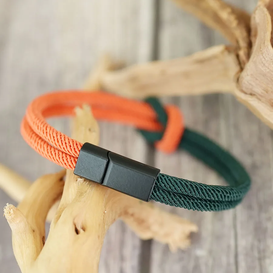 Classic Bilayer Men Rope Bracelet Apparel Accessories Detachable Magnetic Buckle Bicolor Cord Braslet Leisure Daily Homme Joias