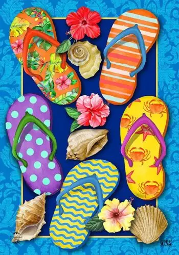 Paradise Flip Flops Summer Garden Flag 12.5