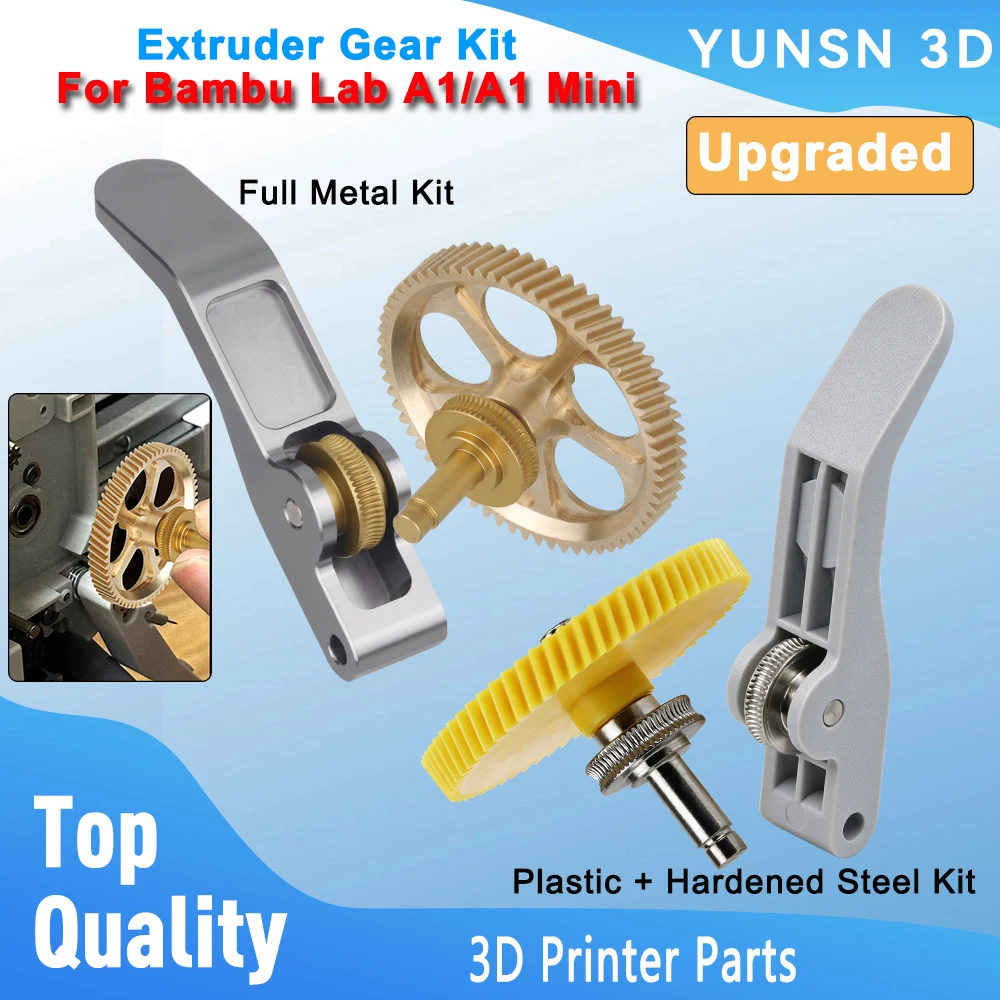 Extruder Gear For Bambu Lab A1 A1 Mini Upgraded Full Metal Claw Gear RNC Nano-Coated Hardened Steel Helical Gear Wear Resistant