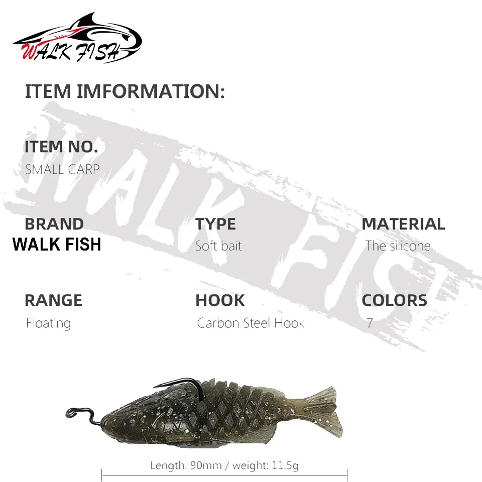 WALK FISH Soft Lures Sea Fishing 4.8g Shoft Baits Carp Wiggler Fishing Lures Silicone Artificial Bait Simulation Fish