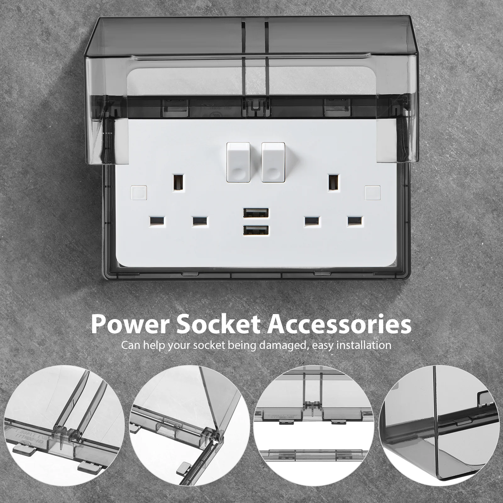 1Pcs Verdickte Doppel-Position Wasserdichte Steckdose Abdeckung Klebstoff Klebrige Spritzwassergeschützte Schutzhülle Outlet Box für Küche