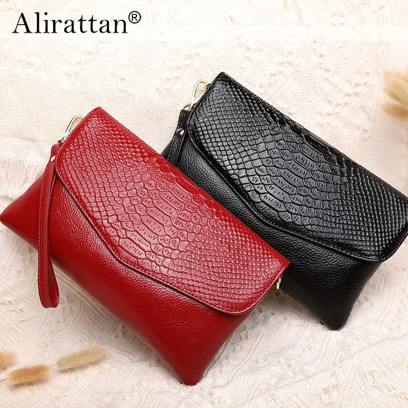 

Alirattan Women's Handbag 2024 New Genuine Leather Women's Bag Crocodile Pattern Single Shoulder Oblique Straddle Bag