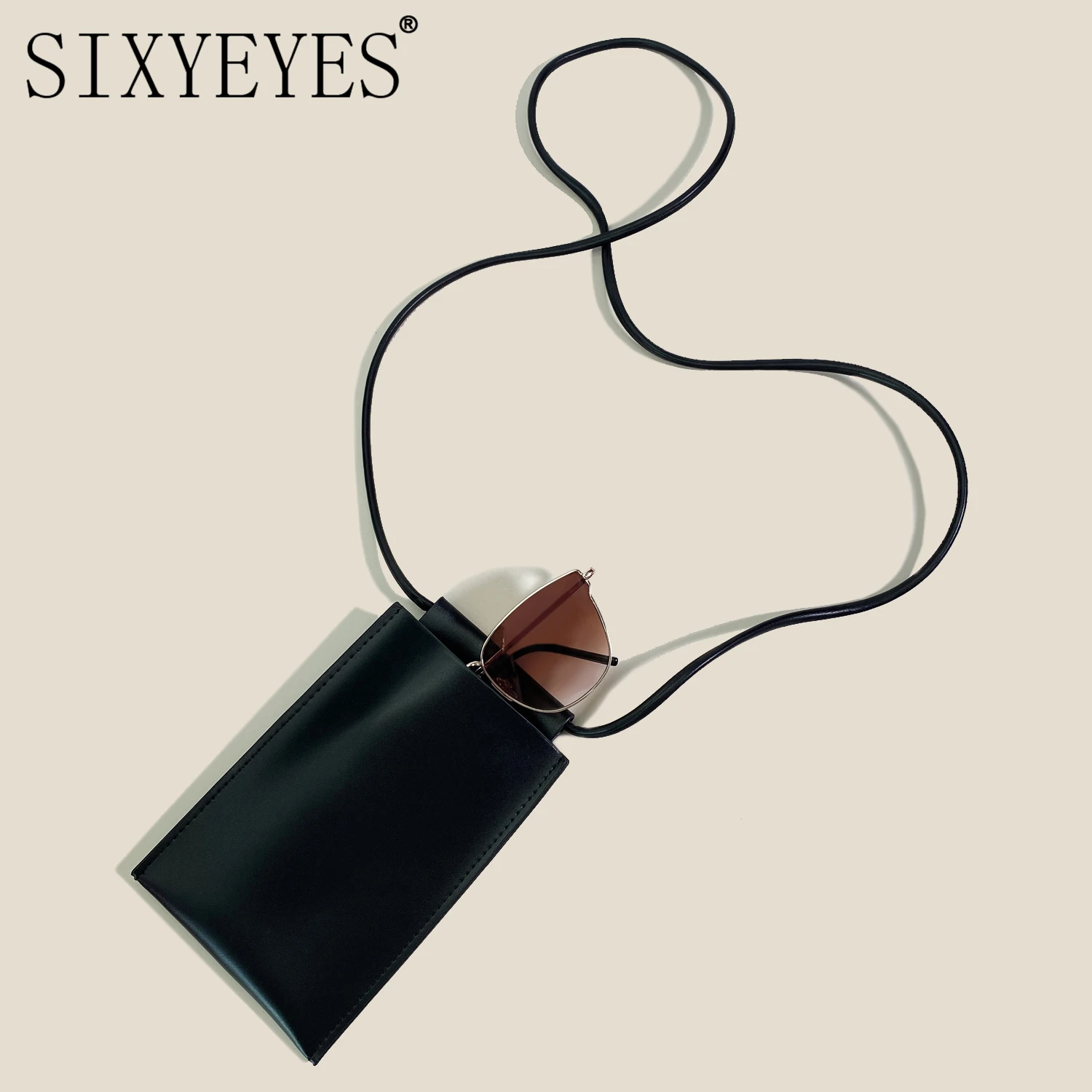 Soft Leather Glasses Lanyard Hanging Neck Clip Glasses Bags Women Man Fashion Portable Eyeglass Case Sunglasses Protection Cover