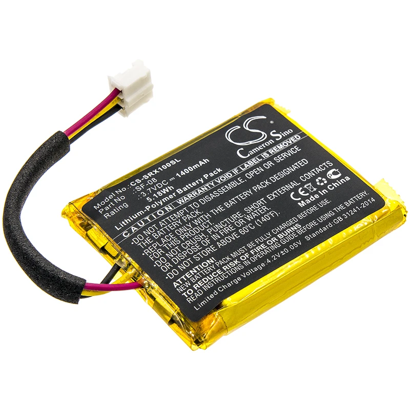

Li-Polymer Wireless Headset Battery for Sony, 3.7V, 1400mAh, Compatible Models: SRS-XB10, SRS-XB12, WH-L600