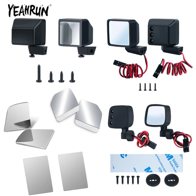 YEAHRUN 2pcs RC Car Rearview Lens Mirror/Circular/Square Simulation Rearview Mirror for 1/10 TRX4 1/24 Axial SCX24 1/6 SCX6 Part