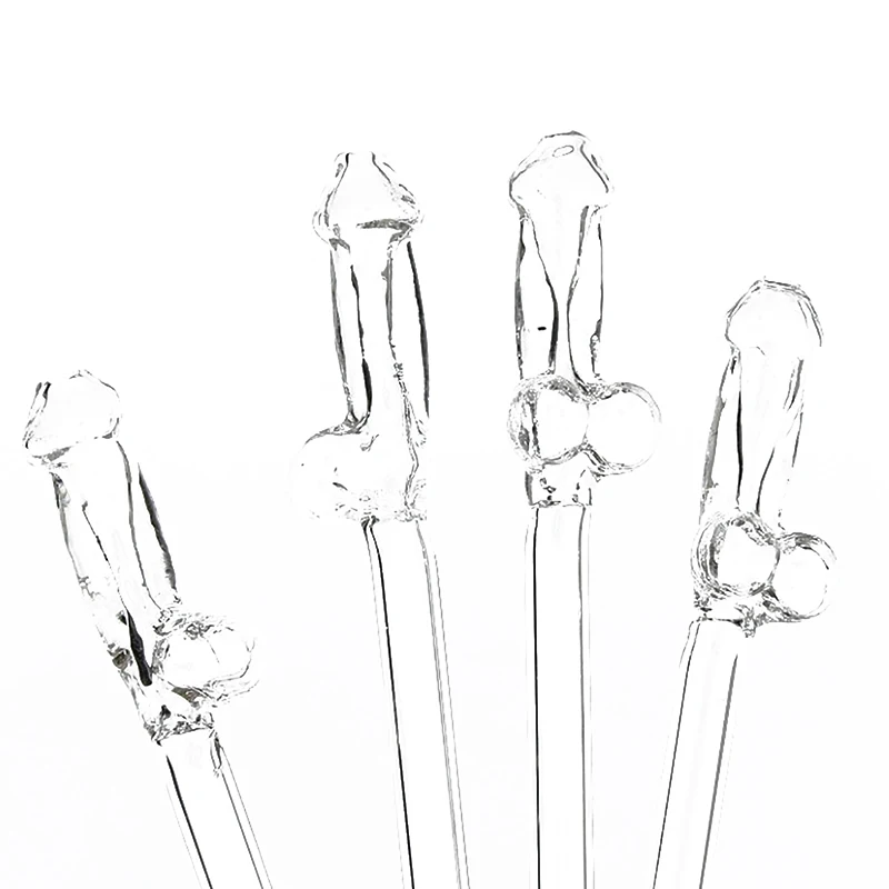 Creative Penis Shape Glass Straw High Boric Acid Transparent Glass Straws Heat Resistant Reusable Party Supplies