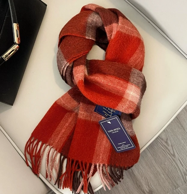 

Классический красный шерстяной кашемировый шарф в красную клетку — стиль унисекс для пар, теплая зимне-осенняя накидка для мужчин и женщин