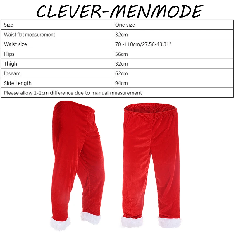 Weihnachtsmann Hose Roter Samt Weihnachtskostüme Feier Kostüme Unisex Zuhause Pyjama Hosen Warme lange Unterhosen – Detail 1