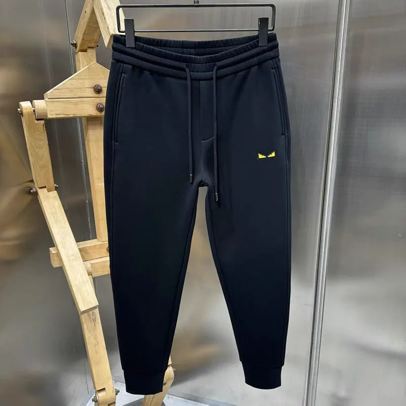 

Large Size Men's Fce Lined Dstring Trousers Casual Spor Sle Autumn Winter Faion Brand Euro Goods Slim Fit Long Pants