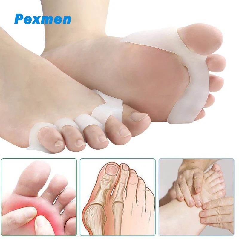 Pexmen 2 sztuk/para Gel separatory palców do korygowania Bunions i przywracania palców w oryginalnym kształcie Bunion wkładka korekcyjna na palce ochraniacze