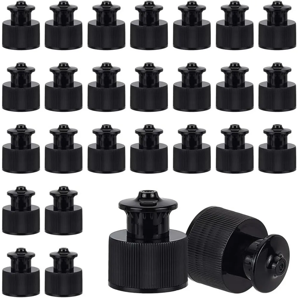 100Pcs 24/410 Black Plastic Push Pull Replacement Caps 24mm Inner Diameter Twisted Sport Bottle Lid 1x1.2 Inch Plastic Water