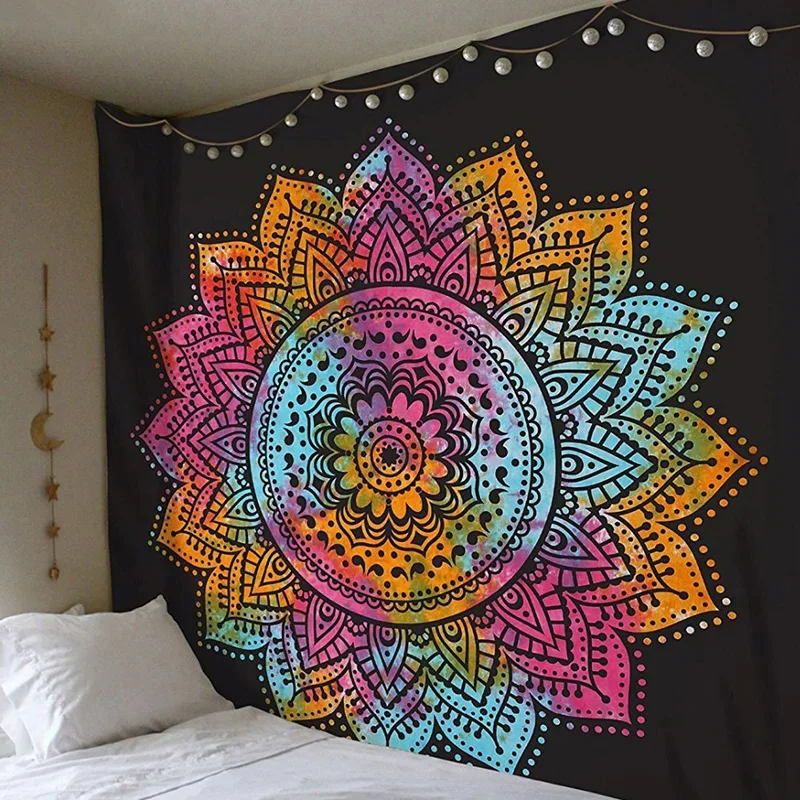 150cm Mandala Print Tapestry Wall Hanging Carpet Throw Yoga Beach Mat Blanket Large Sleeping Pad Wall Art Tapestry Decorations