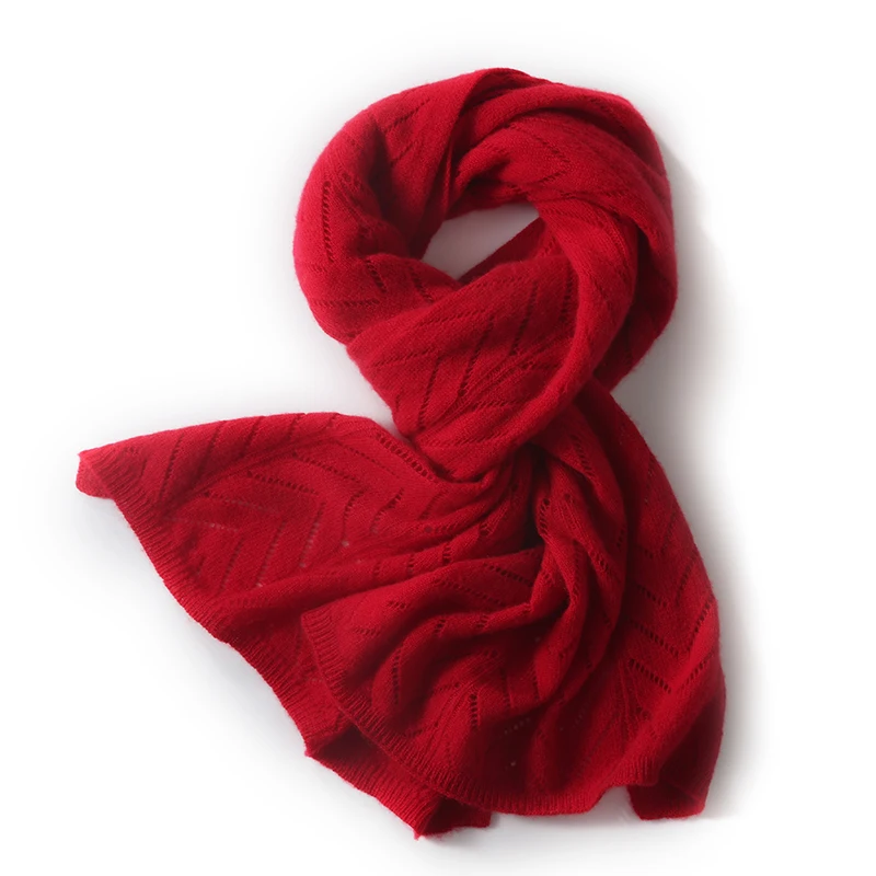 Women's 100% soft pure cashmere scarf, dual-use hollow shawl, long warm clothing, autumn and winter, 2024