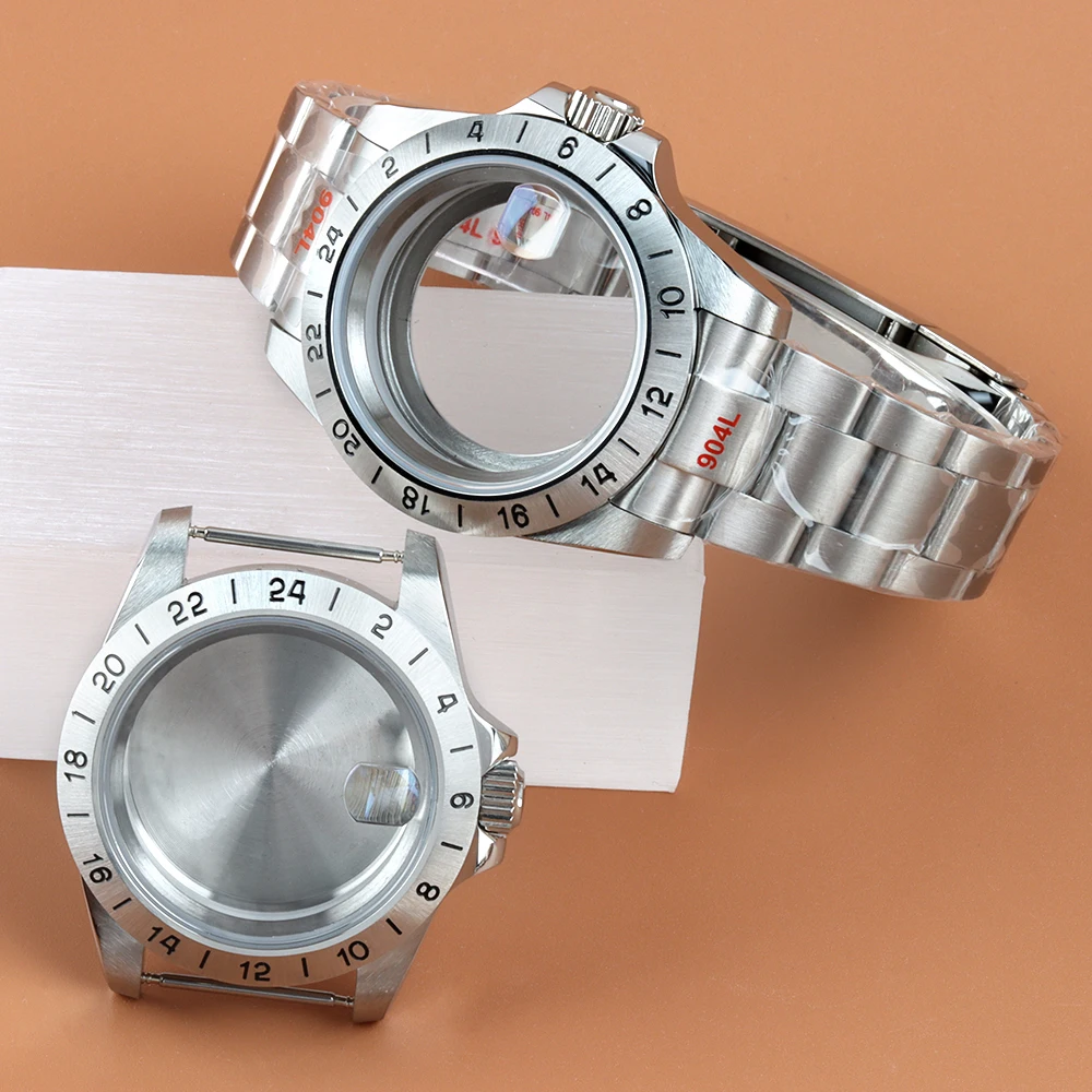 

39MM NH35 Silver Watch Case Stainless Steel Jubilee/Oyster Strap Fit Explore NH35 NH34 NH36 Movement 28.5mm Dial Sapphire Glass