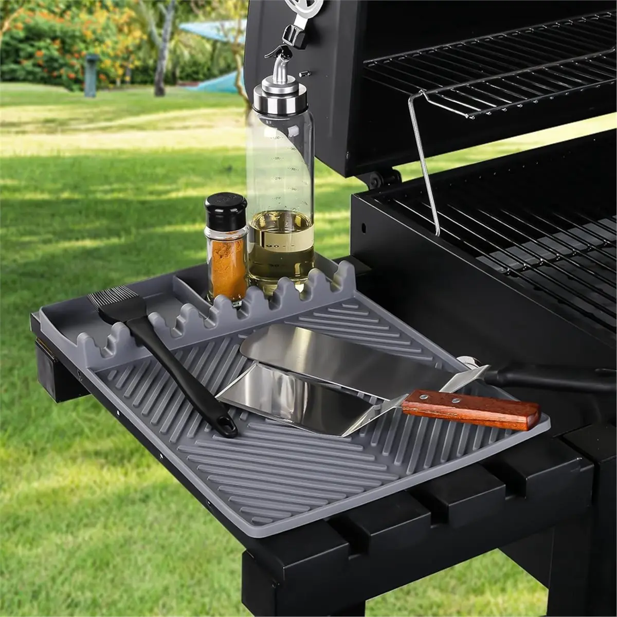 M10K Griddle Mat Barbeque Grill Accessories Tools for Side Shelf Mat with Drip Pad for Kitchen Cooking Countertop
