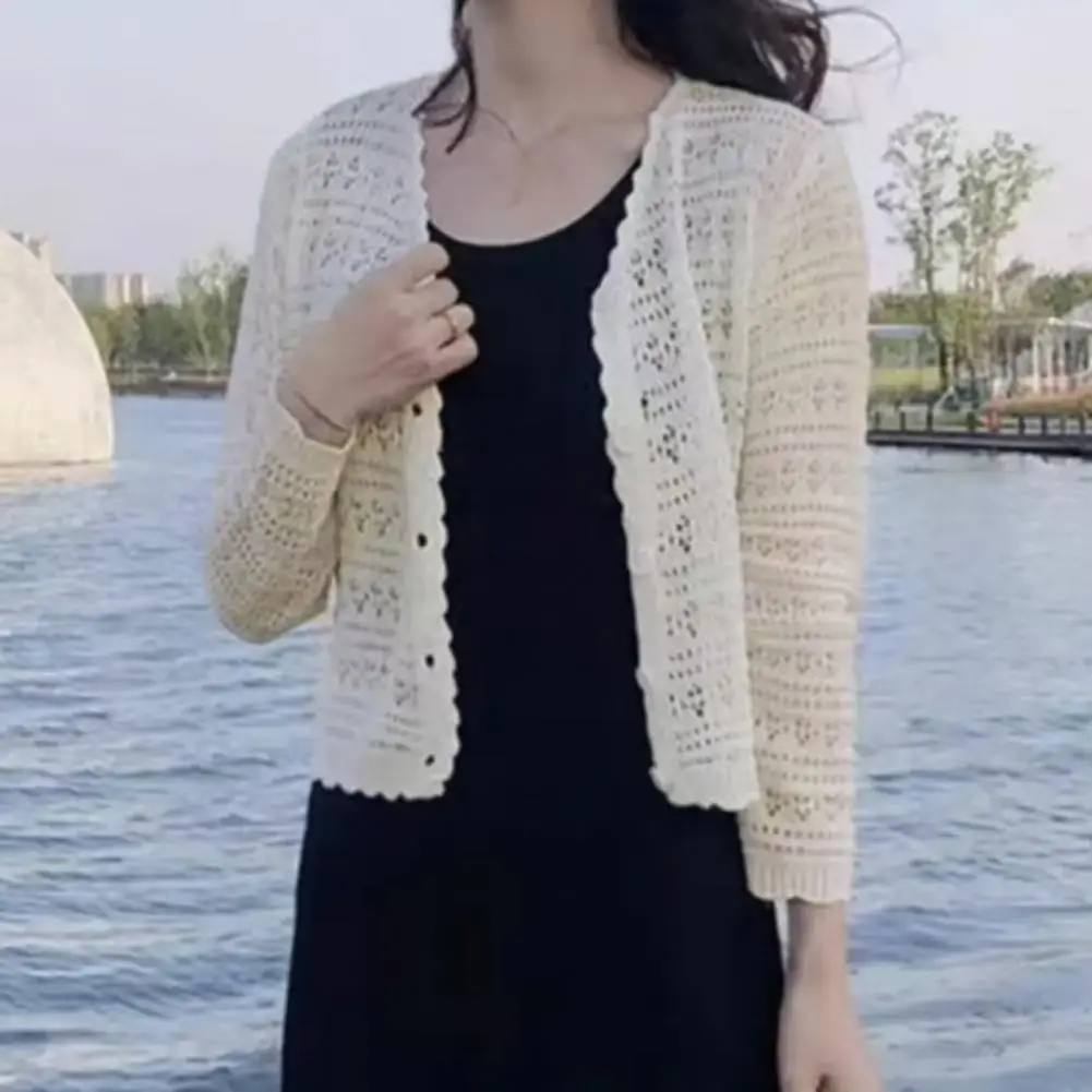 

Lightweight Sun Jacket for Women Women’s Beach Cover Up Crochet Knit Top Boho Hollow Out Sun Protection Shirt Lightweight Long