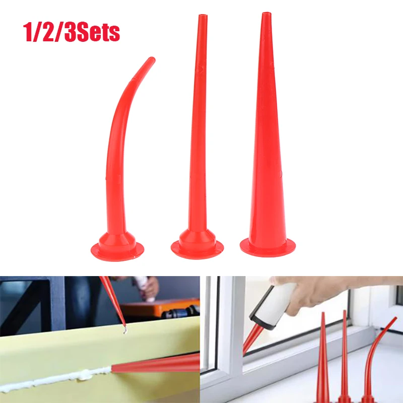 

1/2/3Sets Plastic Caulking Nozzle Applicator Sausage Caulking Extension Tool Camber / Long Caulking Nozzle Set