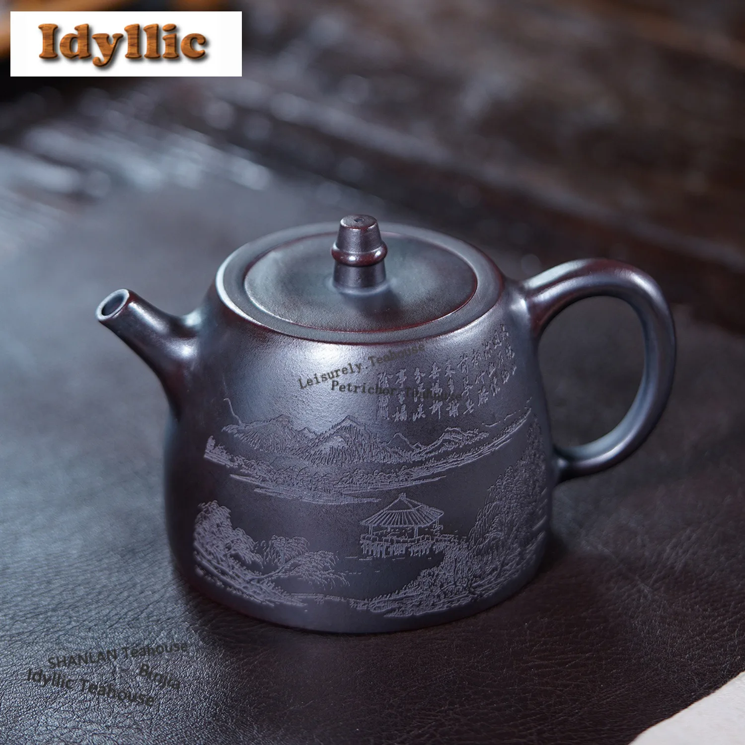 

400ml Classic Yixing Purple Clay Teapots Handmade Landscape Han Duo Pot Raw Ore Bronze Mud Kettle Zisha Teaset Accessories Craft