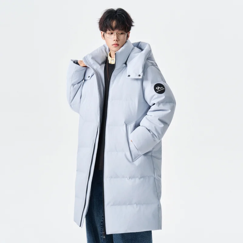 Jaqueta masculina GIOIOM, casaco longo de inverno com penas de pato branco, quente, solto, casual, casaco de algodão, jaqueta masculina