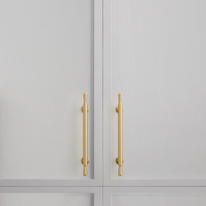 Brass furniture gold wheat wave copper natural color copper matte black light luxury dining wine clothing cabinet door handle