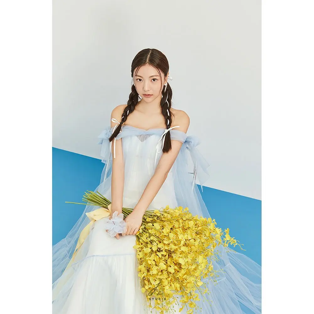 MD Elegant New Off Shoulder Blue Wedding Party Dress Tulle 2025 Korea Photoshoot Floor Length Evening Gown Customised 웨딩드레스