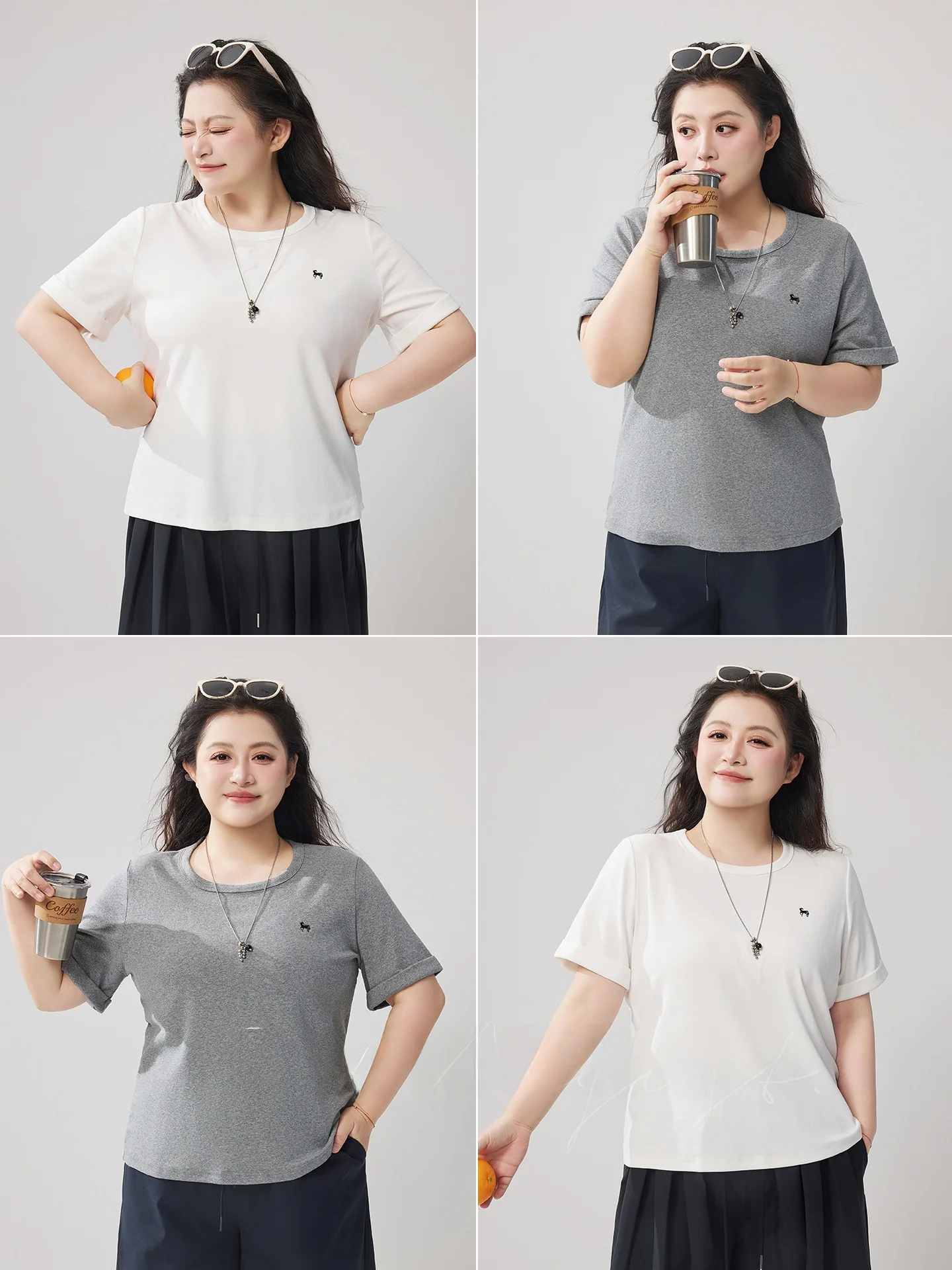 

Свободная повседневная футболка с вышивкой, круглым вырезом и коротким рукавом, однотонная, весенняя новинка, женская, больших размеров, простой стиль, свободный крой