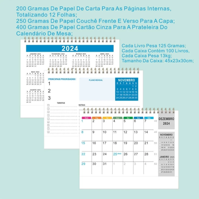 2024 Brazilian Calendar for Time Management and Scheduling Professional Design