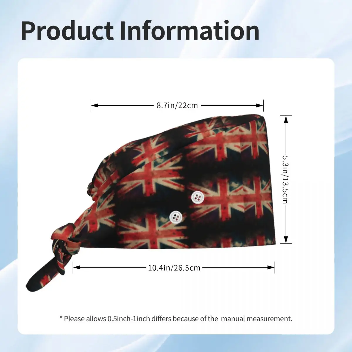 British Flag Union Jack Scrub Hat Doctor Working Surgical Cap Men Women Adjustable Nursing Caps for Dentist