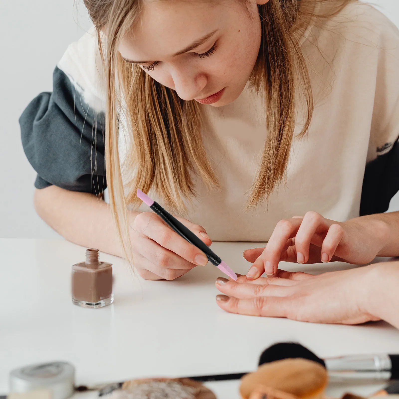 6Pcs Double-Ended Nail Sanding Pen Cuticle Remover Dead Skin Removing Manicure Nail Grinding Polish Tools Multifunctional Pen