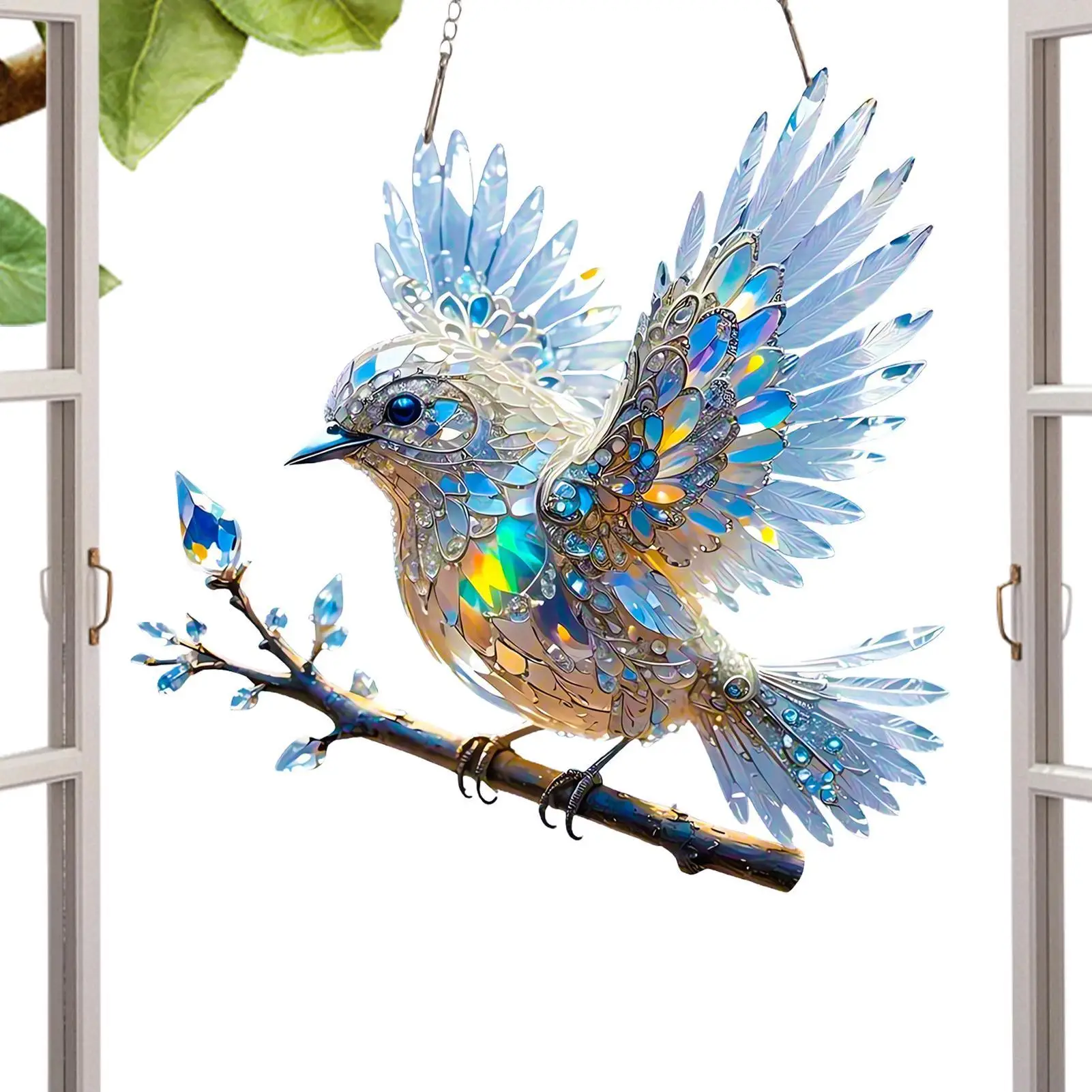 2D-Acryl-Statuen, Sonnenfänger für Zuhause, Wohnzimmer, gebeiztes Fenster, zum Aufhängen von Bluebirds, Sonnenfänger, gebeiztes Acryl-Fenster zum Aufhängen