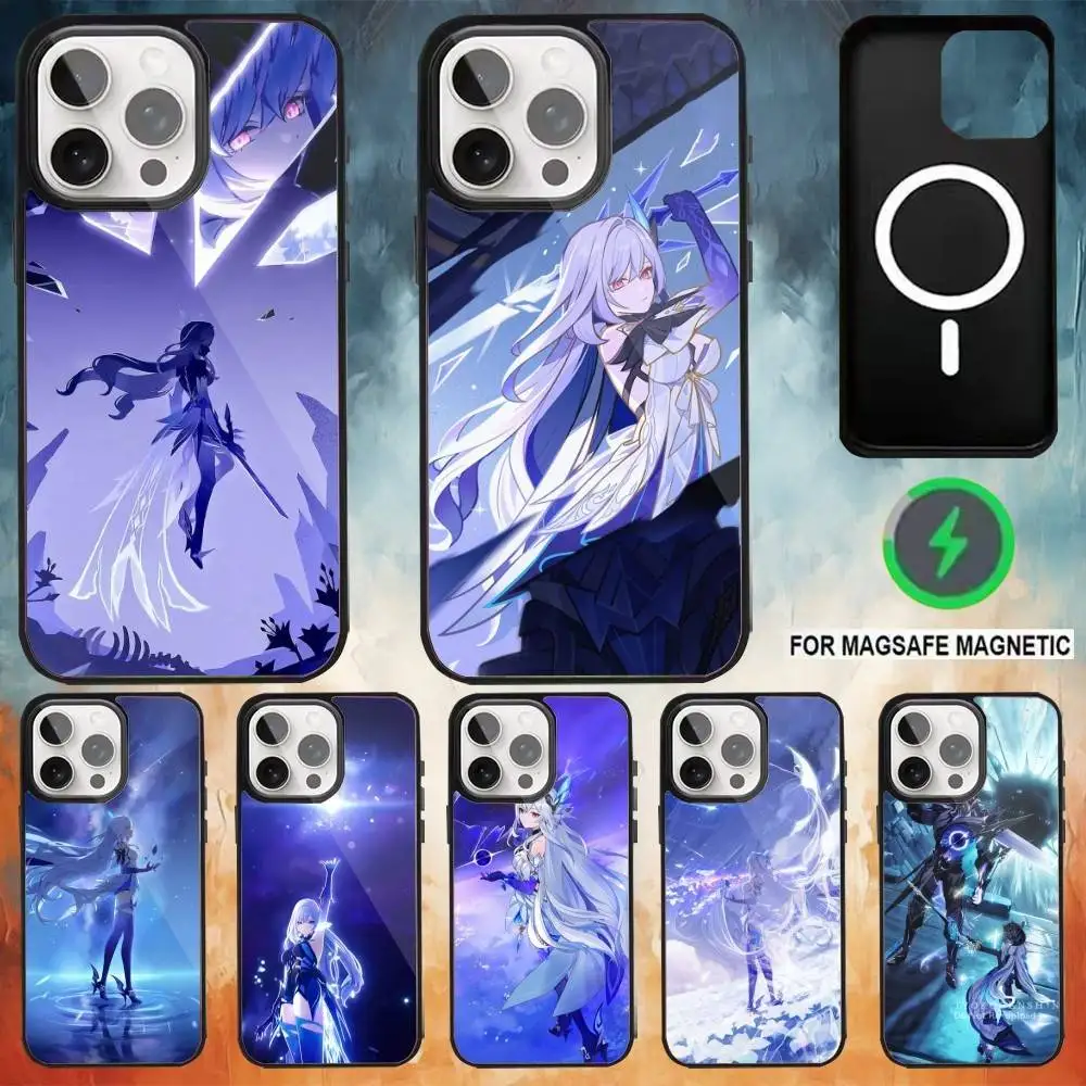 

G-Genshin S-Skirk Impact Phone Case For iPhone17,16,15,14,13,12,11 Plus,Pro Max Magnetic For Magsafe Wireless Charging