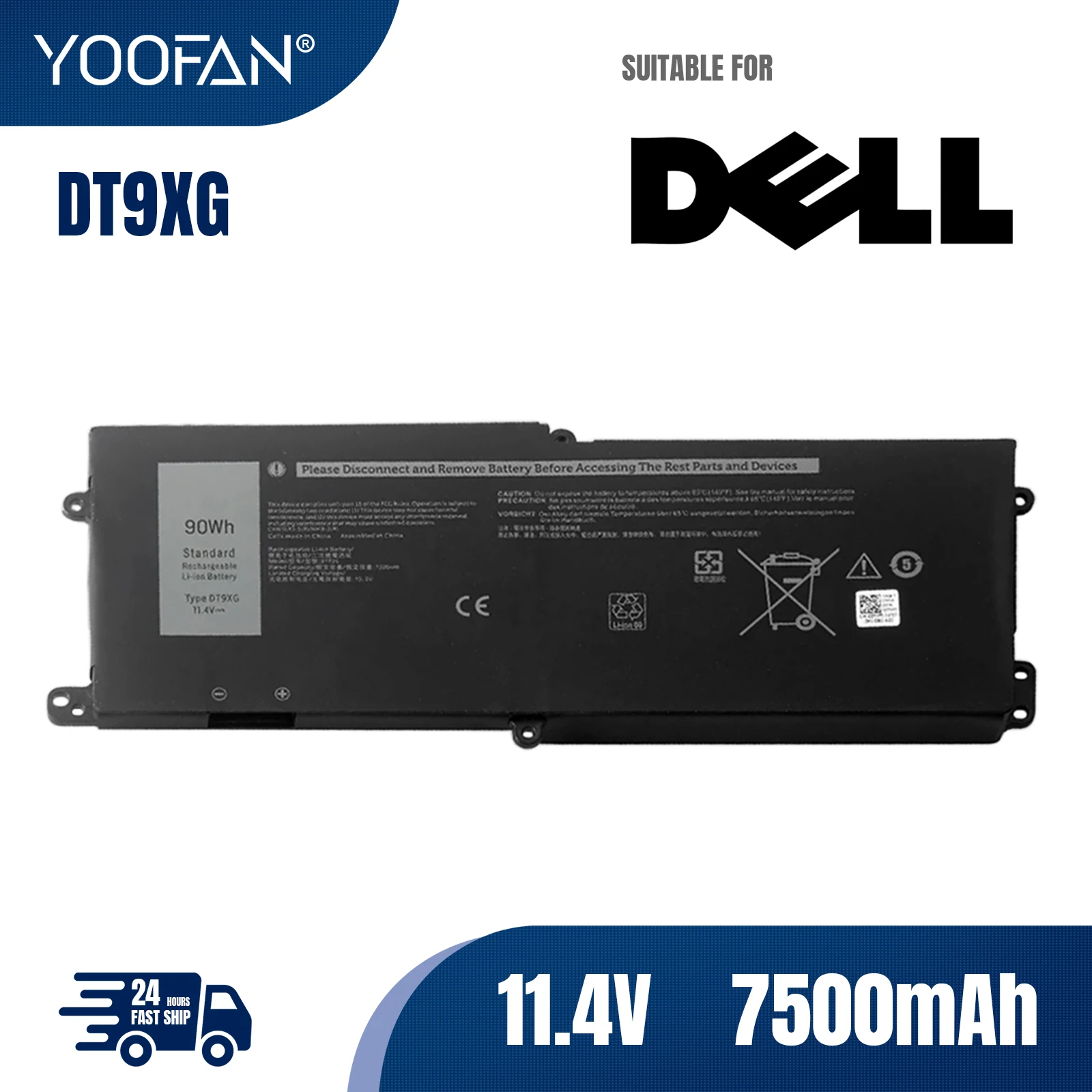 YOOFAN  new DT9XG Battery for DELL Alienware Area-51m R1 R2 ALWA51M-1766PB D1748DW D1746B D1766B D1741DB D1969PW P38E 0KJYFY