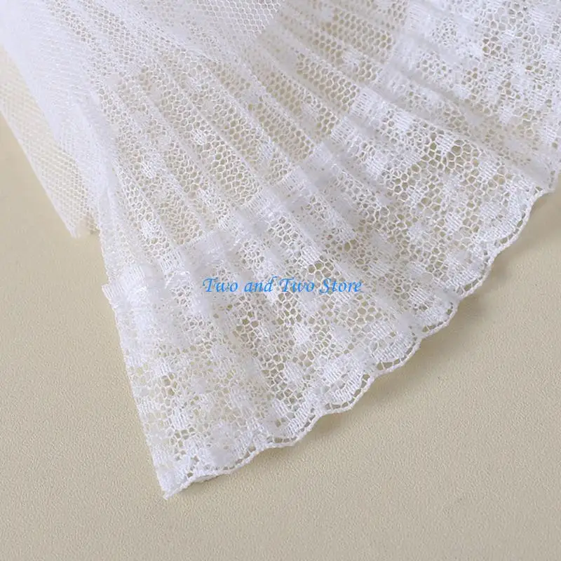 

HX6F 1 Pair Korean Women Girls Fake Flared Sleeves Double Layer Lace Pleated Ruched False Cuffs Wrist Warmers